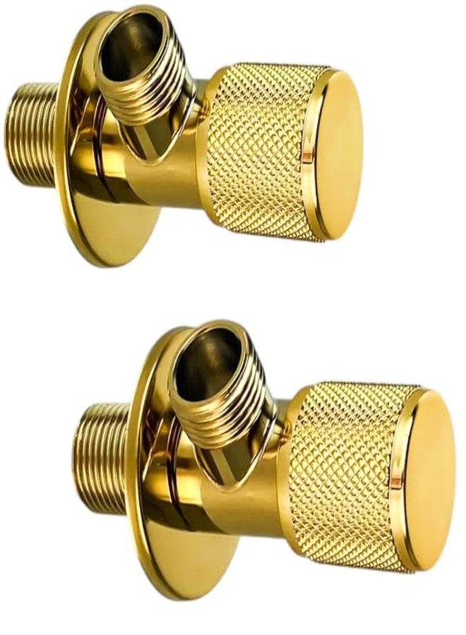 Carnival Gold Angle Cock/Valve for Geyser, Washbasin and Bathroom with Wall Flange | Angular Stop Cock Tap Faucet | Premium Gold Finish (Pack of 2) - Image 1
